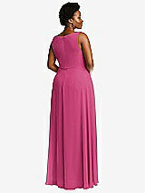 Rear View Thumbnail - Tea Rose Deep V-Neck Chiffon Maxi Dress