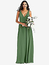 Alt View 2 Thumbnail - Vineyard Green Deep V-Neck Chiffon Maxi Dress