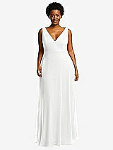 Front View Thumbnail - White Deep V-Neck Chiffon Maxi Dress