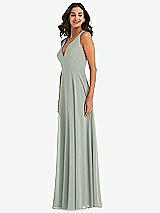 Alt View 4 Thumbnail - Willow Green Deep V-Neck Chiffon Maxi Dress