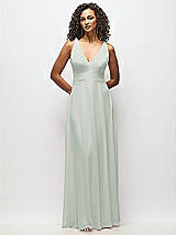 Alt View 6 Thumbnail - Willow Green Deep V-Neck Chiffon Maxi Dress