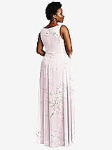 Rear View Thumbnail - Watercolor Print Deep V-Neck Chiffon Maxi Dress