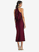 Rear View Thumbnail - Cabernet Draped Twist Halter Tie-Back Midi Dress - Paloma