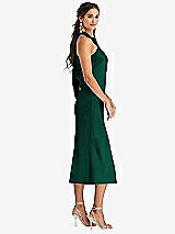 Side View Thumbnail - Hunter Green Draped Twist Halter Tie-Back Midi Dress - Paloma