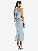 Rear View Thumbnail - Mist Draped Twist Halter Tie-Back Midi Dress - Paloma