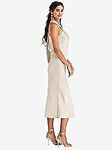 Side View Thumbnail - Oat Draped Twist Halter Tie-Back Midi Dress - Paloma