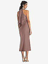 Rear View Thumbnail - Sienna Draped Twist Halter Tie-Back Midi Dress - Paloma