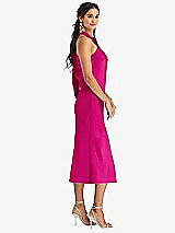 Side View Thumbnail - Think Pink Draped Twist Halter Tie-Back Midi Dress - Paloma