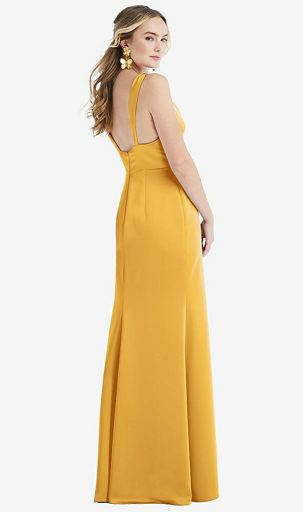 Back View - NYC Yellow Twist Strap Maxi Slip Dress with Front Slit - Neve