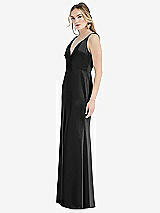 Side View Thumbnail - Black Twist Strap Maxi Slip Dress with Front Slit - Neve