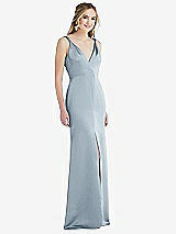 Front View Thumbnail - Mist Twist Strap Maxi Slip Dress with Front Slit - Neve