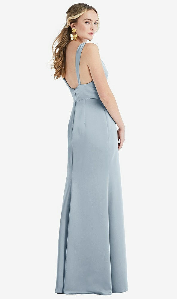 Back View - Mist Twist Strap Maxi Slip Dress with Front Slit - Neve