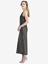 Side View Thumbnail - Caviar Gray One-Shoulder Asymmetrical Midi Slip Dress