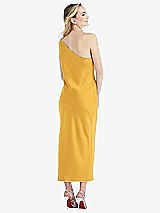 Rear View Thumbnail - NYC Yellow One-Shoulder Asymmetrical Midi Slip Dress