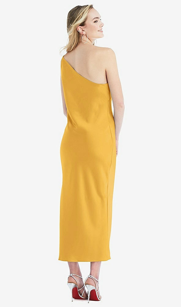 Back View - NYC Yellow One-Shoulder Asymmetrical Midi Slip Dress