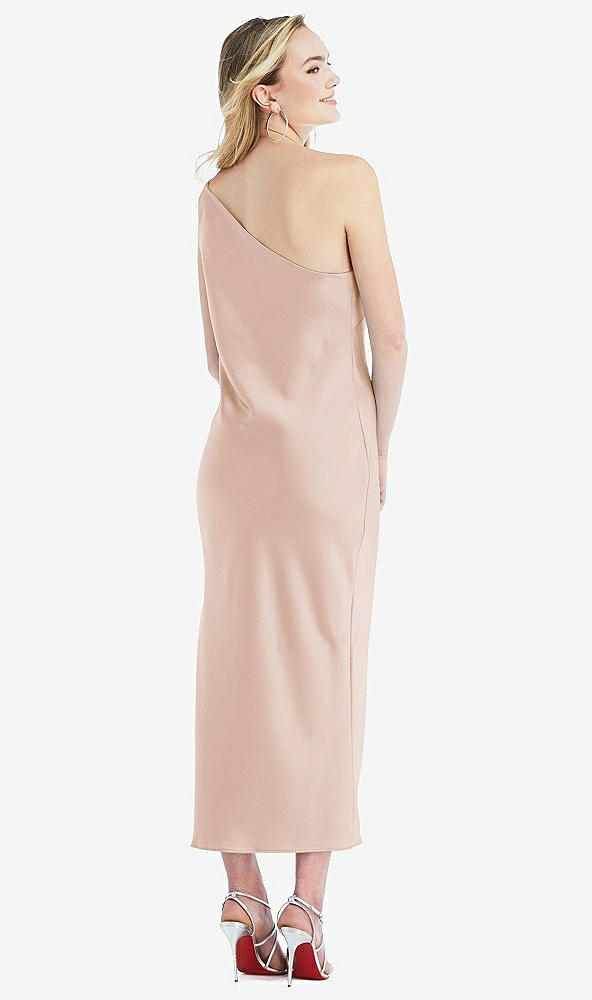 Back View - Cameo One-Shoulder Asymmetrical Midi Slip Dress