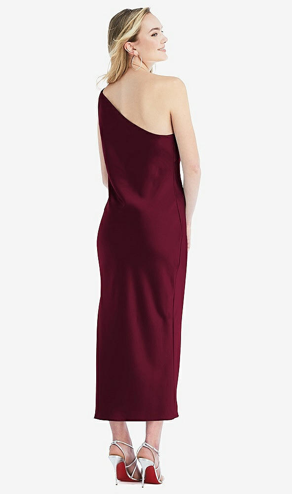 Back View - Cabernet One-Shoulder Asymmetrical Midi Slip Dress