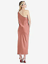 Rear View Thumbnail - Desert Rose One-Shoulder Asymmetrical Midi Slip Dress