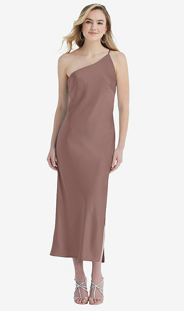 Front View - Sienna One-Shoulder Asymmetrical Midi Slip Dress