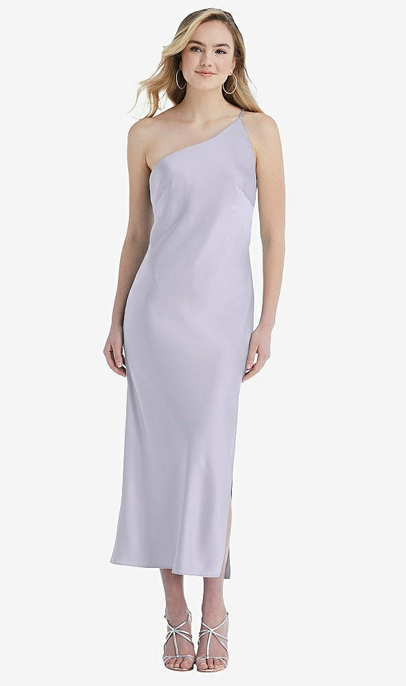 Front View - Silver Dove One-Shoulder Asymmetrical Midi Slip Dress