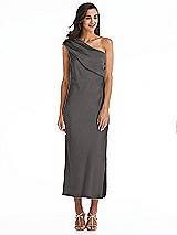 Alt View 1 Thumbnail - Caviar Gray Draped One-Shoulder Convertible Midi Slip Dress