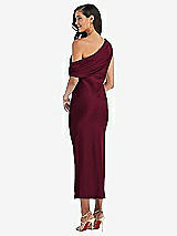 Rear View Thumbnail - Cabernet Draped One-Shoulder Convertible Midi Slip Dress