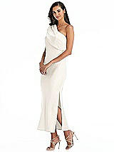 Alt View 2 Thumbnail - Ivory Draped One-Shoulder Convertible Midi Slip Dress