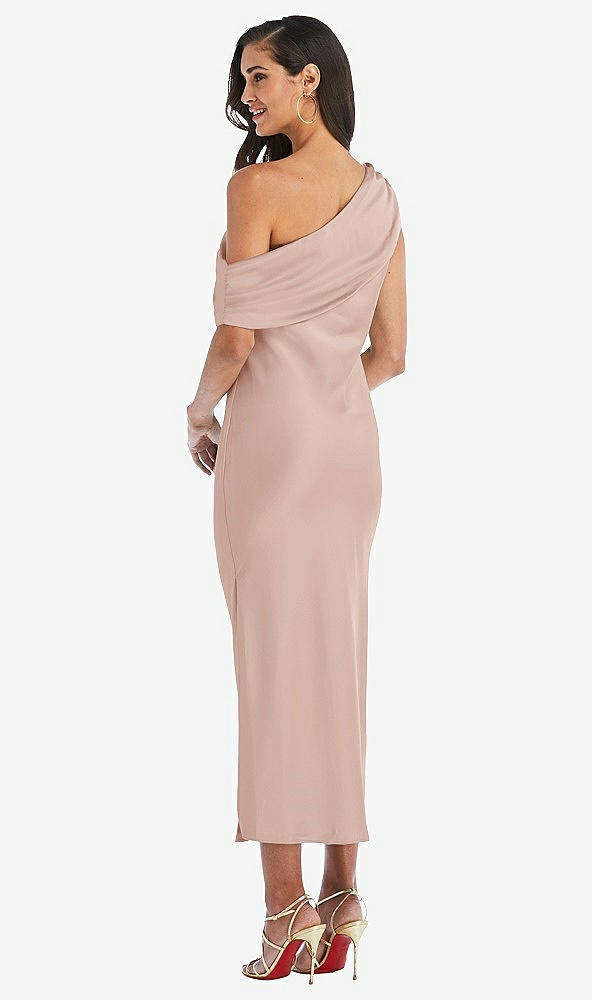 Back View - Toasted Sugar Draped One-Shoulder Convertible Midi Slip Dress