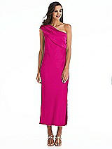 Alt View 1 Thumbnail - Think Pink Draped One-Shoulder Convertible Midi Slip Dress