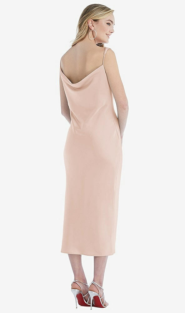 Back View - Cameo Asymmetrical One-Shoulder Cowl Midi Slip Dress