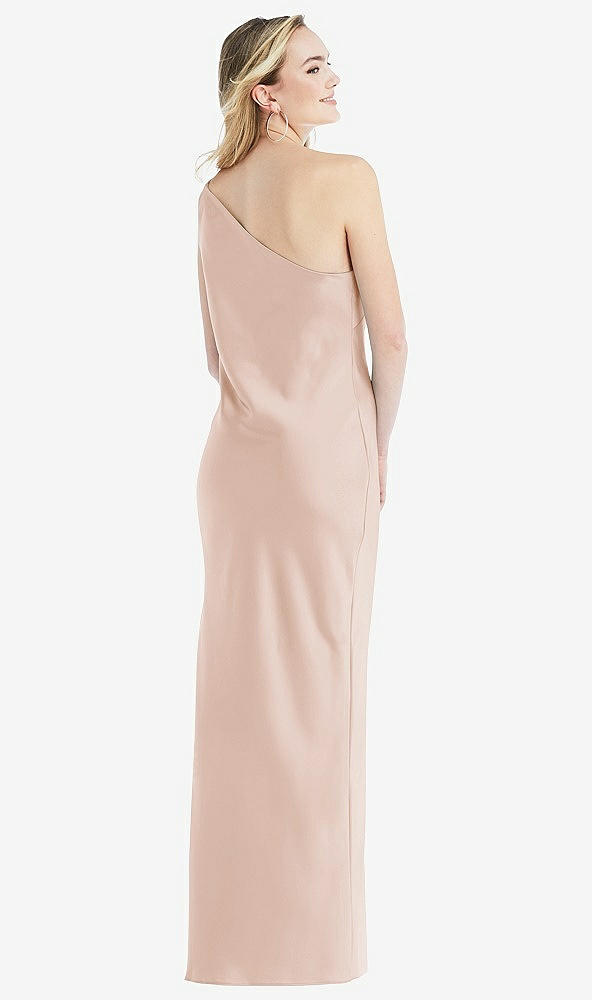 Back View - Cameo One-Shoulder Asymmetrical Maxi Slip Dress