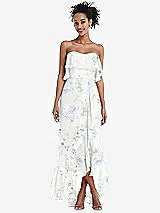 Alt View 1 Thumbnail - Bleu Garden Off-the-Shoulder Ruffled High Low Maxi Dress