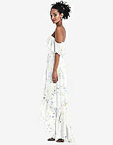 Side View Thumbnail - Bleu Garden Off-the-Shoulder Ruffled High Low Maxi Dress