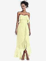 Alt View 1 Thumbnail - Butter Yellow Off-the-Shoulder Ruffled High Low Maxi Dress