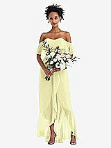 Alt View 2 Thumbnail - Butter Yellow Off-the-Shoulder Ruffled High Low Maxi Dress