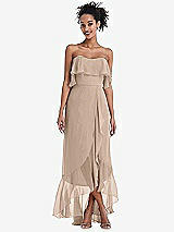 Alt View 1 Thumbnail - Topaz Off-the-Shoulder Ruffled High Low Maxi Dress