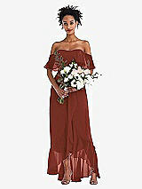 Alt View 2 Thumbnail - Auburn Moon Off-the-Shoulder Ruffled High Low Maxi Dress