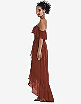 Side View Thumbnail - Auburn Moon Off-the-Shoulder Ruffled High Low Maxi Dress