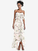 Alt View 1 Thumbnail - Blush Garden Off-the-Shoulder Ruffled High Low Maxi Dress