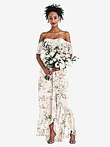 Alt View 2 Thumbnail - Blush Garden Off-the-Shoulder Ruffled High Low Maxi Dress