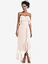 Alt View 1 Thumbnail - Blush Off-the-Shoulder Ruffled High Low Maxi Dress