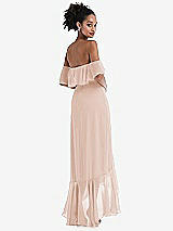 Rear View Thumbnail - Cameo Off-the-Shoulder Ruffled High Low Maxi Dress