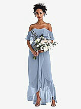 Alt View 2 Thumbnail - Cloudy Off-the-Shoulder Ruffled High Low Maxi Dress