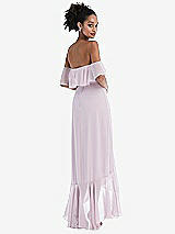 Rear View Thumbnail - French Blue Off-the-Shoulder Ruffled High Low Maxi Dress