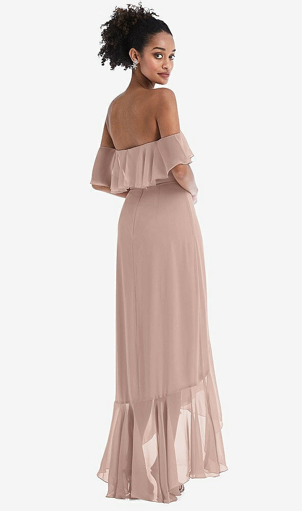 Back View - Neu Nude Off-the-Shoulder Ruffled High Low Maxi Dress