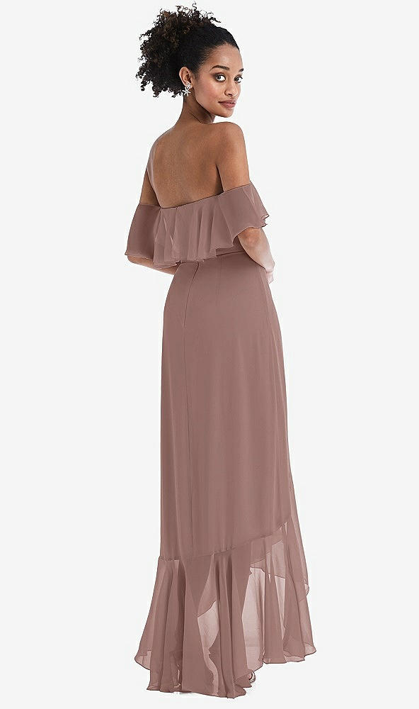 Back View - Sienna Off-the-Shoulder Ruffled High Low Maxi Dress