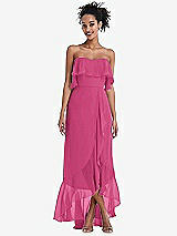 Alt View 1 Thumbnail - Tea Rose Off-the-Shoulder Ruffled High Low Maxi Dress