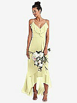 Alt View 1 Thumbnail - Butter Yellow Ruffle-Trimmed V-Neck High Low Wrap Dress