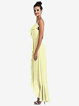 Side View Thumbnail - Butter Yellow Ruffle-Trimmed V-Neck High Low Wrap Dress