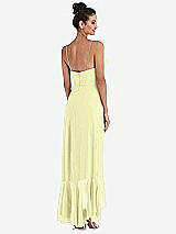 Rear View Thumbnail - Butter Yellow Ruffle-Trimmed V-Neck High Low Wrap Dress